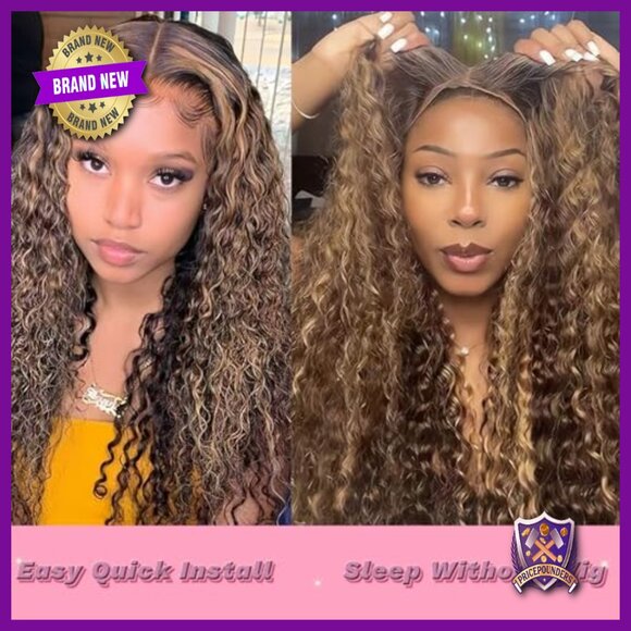 Glueless Lace Front Wig Human Hair Deep Wave Curly Pre Plucked 22 Inch main image 5